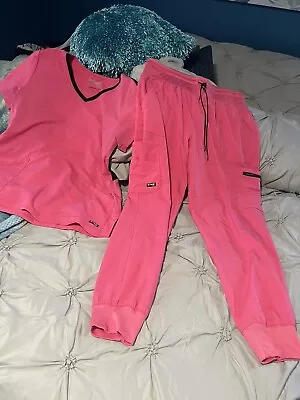 Greys Anatomy By Barco Scrub Set Size Large Jogger Dark Pink Woman’s • $45