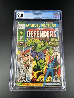 Marvel Feature #1 (The Defenders 1) CGC 9.0 - 1971 WHITE PAGES Key Comic 1st App • $550