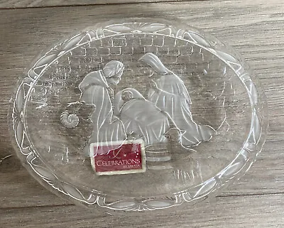 Celebrations Mikasa Nativity 9” Crystal Frosted Plate Christmas New Open Box • $10
