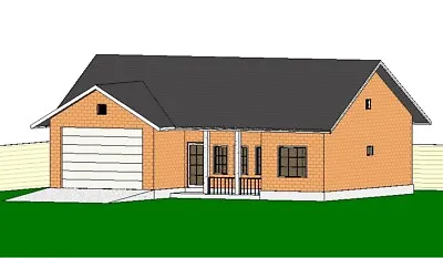 50' X 40' Ranch House Home Building Plans 3 Bedroom 2 Bathroom With CAD File • £28.94