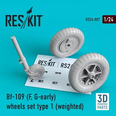 Reskit RS24-0007 Bf-109 (F G-early) Wheels Set Type 1 (weighted) 1/24 • $10.71