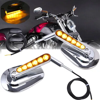 $37.95 • Buy Rear View Mirrors Muscle LED Turn Signals Light For Harley V ROD VR SPORTSTER XL