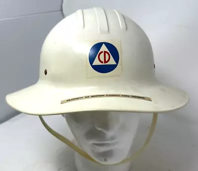 Vintage Civil Defense Helmet Hard Hat Adjustable Size W/Chin Strap • $29.99