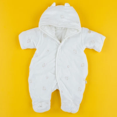 £6.99 • Buy M&S Baby Girls Boys Snowsuit Pramsuit Newborn White Cotton Teddy Bear Paw Print