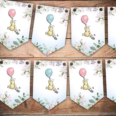 Winnie The Pooh Baby Shower Bunting Gender Reveal Decoration Shower Banner • £5.99