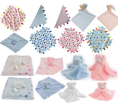 Baby Boys Girls Comforters Teddy Bear Soft Tag Velour & Satin Comforter Blanket • £5.95