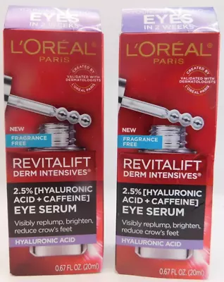 2PK- L'Oreal  Revitalift Derm Intensives 2.5% Hyaluronic Acid/Caffeine Eye Serum • $25.95