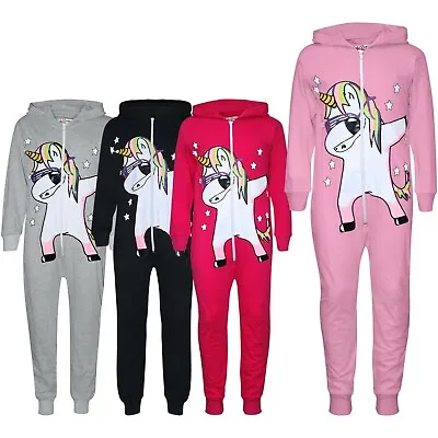A2Z Onesie One Piece Kids Girls Cotton Dabbing Unicorn  All In One Jumpsuits • £7.99