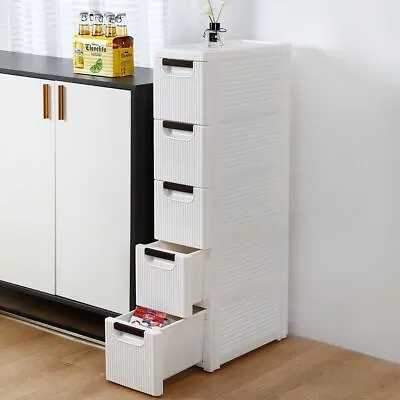 Narrow Storage Cabinet With Drawers End Table For Kitchen Bathroom With Wheels • $52.99