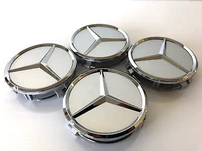 $18.95 • Buy Set Of 4 Fits Mercedes Benz Wheel Center Caps Hub SILVER CHROME Emblem AMG  75mm