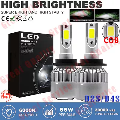 2X LED Headlight Bulb Replace D2S D2R HID Xenon Super White 6000K Conversion Kit • $28.81