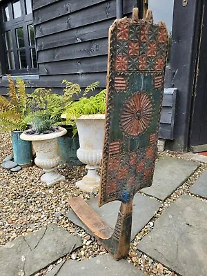A Fantastic Large Early 19th Century Carved Distaff Folk Art Piece Spinning Wool • $460.98