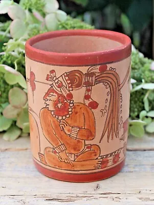 #3 Mayan Pot Royal Style Sm Vase Handmade Hand Painted Yucatan Mexican Folk Art • $98