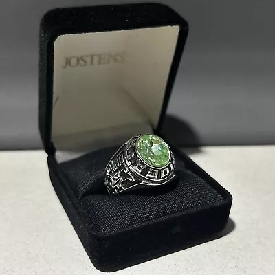 Jostens Vintage 1977 Men’s High School Class Ring Tioga Indians Green Gem Sz 10 • $74