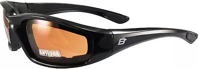 Eyewear Oriole Padded Motorcycle Sunglasses Black Frame Amber Anti-Fog Le • $21.10