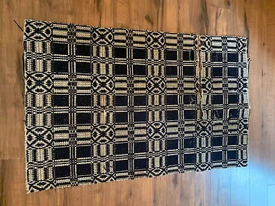 $35 • Buy 19th Century Woven Coverlet Remnant 48  X 31 