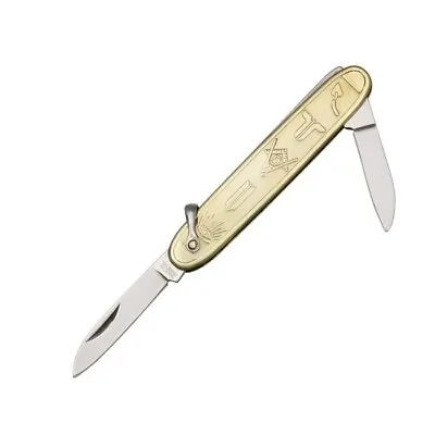Novelty Cutlery Masonic Pocket Knife Stainless Blades Solid Nickel Silver Handle • $13.19