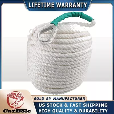 New 1/2  X 100' ANCHOR/ ROPE/BOAT/DOCK LINE DOUBLE BRAID NYLON W/Thimble 6250LBS • $29.99