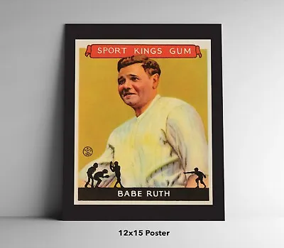 1933 Babe Ruth Goudey Sport Kings Baseball Card Poster / Postcard / Canvas • $22.99