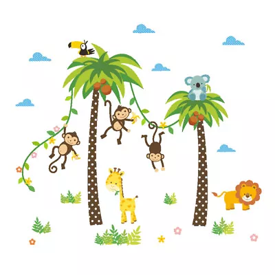  Baby Nursery Decor Animal Wall Decals Stickers Room Cartoon • £10.39