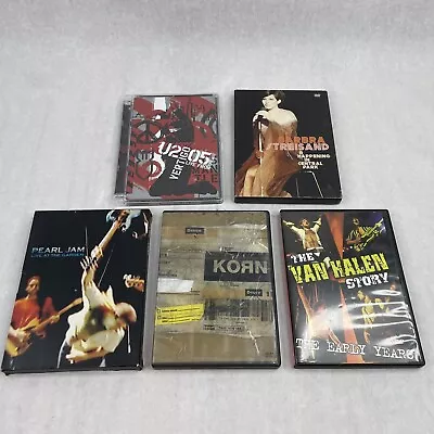 Lot Of 5 DVDs Various Concerts U2 Pearl Jam Van Halen Streisand Korn￼ ￼ • $18.96