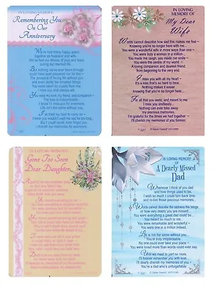 £1.99 • Buy Graveside Memorial Cards Bereavement Wife Dad Daughter Family Loving Memory