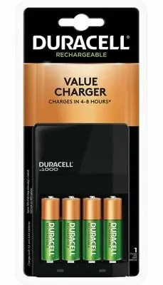 Duracell Ion Speed 1000 Value Battery Charger + 4 AA Rechargeable Batteries NEW • $16.99