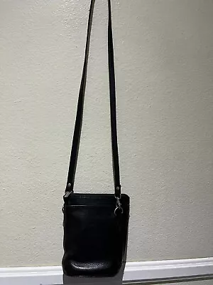 Vintage Lavive BLACK Leather Small Crossbody Handbag - 7  X 8  • $10