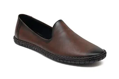Mens Nagra Jutti Mojari Skid Resistant Loafer Brown Shoe Cushion Sole US Sz 7-11 • £30.50