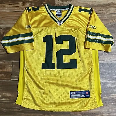 Aaron Rodgers Green Bay Packers #12 Reebok Gold Football Jersey Size 48 Yellow  • $99.99
