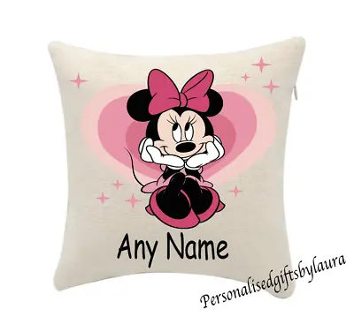 Minnie Mouse Cushion Cover Personalise Any Name (cover Only) 20cmx20cm • £5.99