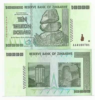 Zimbabwe 10 Trillion Dollars 2008 UNC Uncirculated • £13