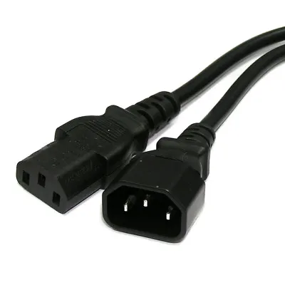 1m Power Extension Cable IEC Kettle Male To Female UPS Lead C13 - C14  • £2.87