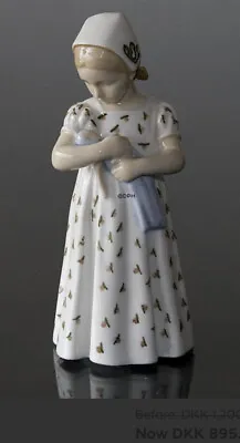 B&G Denmark Bing And Grondahl #1721 Porcelain Girl Mary W/ Doll Figurine 8” BG • $67.46