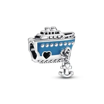 BLUE ANCHORED CRUISE SHIP  Sterling Silver Charm PANDORA ALE  S925 #792198C01 N7 • $50