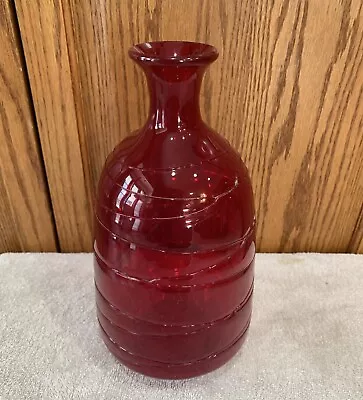 Vintage 11” Ruby Red Glass Art Vase • $42