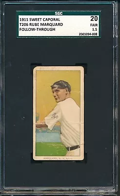 T206 SC 460 42 OP:  RUBE MARQUARD Follow Through New York Giants HOF ~ SGC 1.5 • $187.50