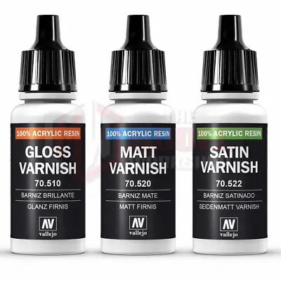 £4.34 • Buy Vallejo Varnish Gloss Matt Satin Acrylic Resin Model Airbrush Paint 17ml Bottle
