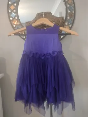 Marks And Spencer Girls Purple Netted Party Dress Size 2-3 Years • £6