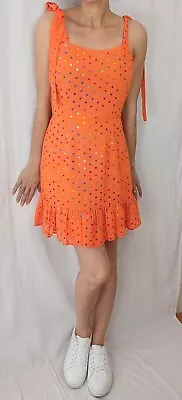 Never Fully Dress Rainbow Orange Foil Mini Dress Summer Sz 6 New With Tags • £20