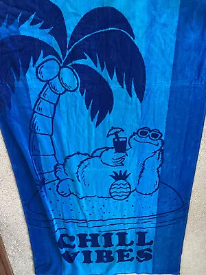 NEW Sesame Place Street Cookie Monster Blue Beach Towel 70 X40  CHILL VIBES • $35