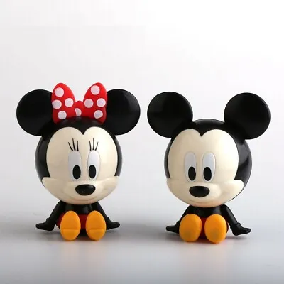 1 Pair Of Mickey & Minnie Mouse Figures Cake Toppers Ornament Toy Figure 7-9 Cm • £4.79