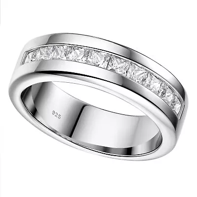 Sterling Silver Rings For Men Promise Wedding Band Ring For Him CZ Mens Jewelry • $38.99