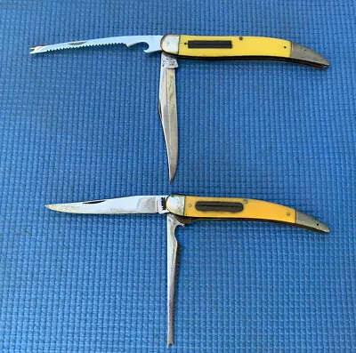 2 VTG 60s Camillus New York USA  #25 & LL BEAN Folding Fisherman Pocket Knifes • $12.06