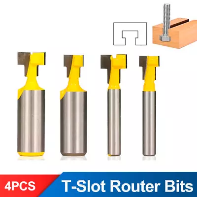 4pcs 1/4  1/2'' Shank TCT Keyhole T-Slot Router Bit For Woodworking Cutter Set • $16.92