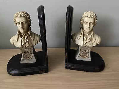 BOOKEND  Of WOLFGANG AMADEUS MOZART Head Statue Signed • $45.90