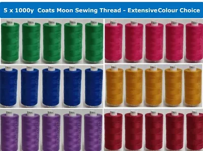 £7.95 • Buy Coats Moon Tkt120 Premier Polyester Sewing & Overlocking Thread 5 X1000y Reels