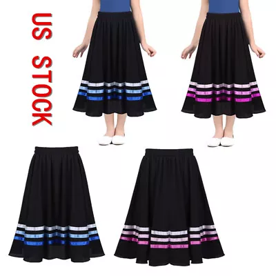 US Kids Girls Full Circle Skirt Liturgical Praise Dance Skirts Summer Daily Wear • $13.06