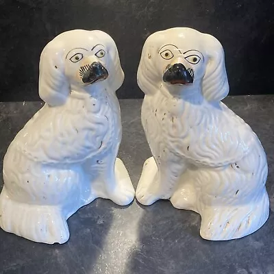 Pair Of Vintage Wally Dogs 1950s Ceramic Spaniel Dog Mantlepiece Decor AS IS • £50