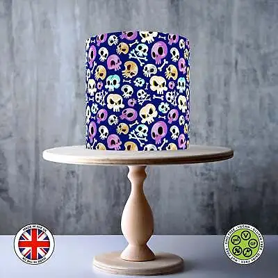 Halloween Skulls Background Seamless Wrap Around Edible Cake Topper ICING /WAFER • £7.79